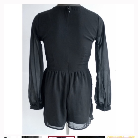 ABERCROMBIE & FITCH zip back sheer sleeve romper in black. Size 2. - Picture 2 of 15